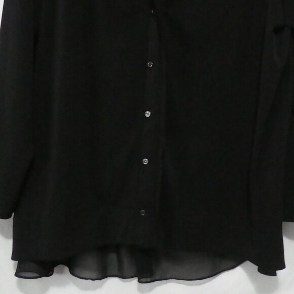 RACHEL - RACHEL ROY | size 2X | Elegant Black Sheer Button-Down Blouse - Picture 7 of 14